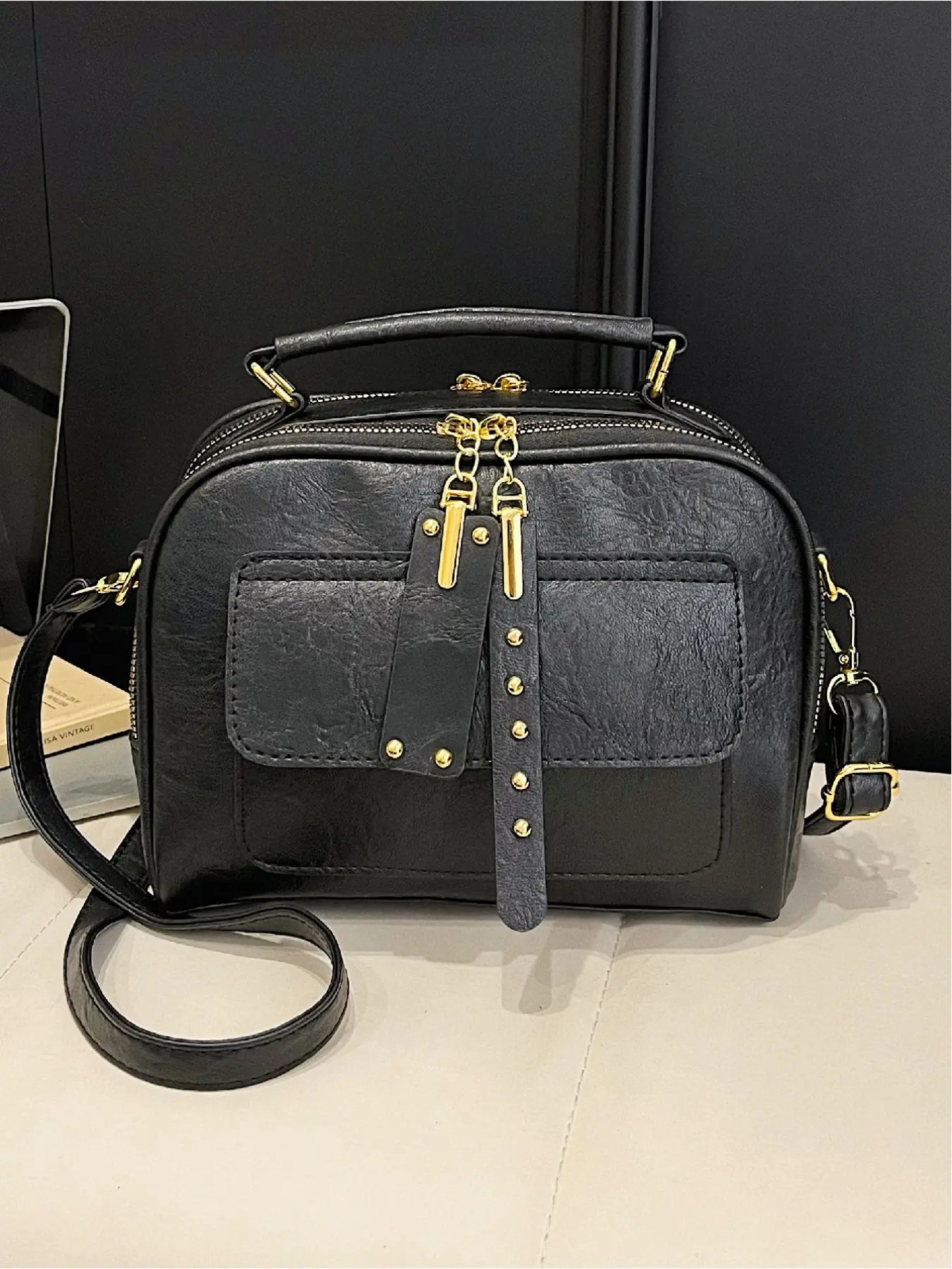 Vintage Versatile Solid Color Handbag, Casual Fashion Women's Shoulder Crossbody Bag, Perfect for Outdoor Use, Stylish and Practical, Pu Leather Bag, Handbag Shoulder Purse