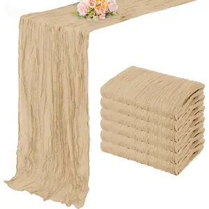 Sand 6 Pack 10FT Cheesecloth 20 x 120 Inch Long Rustic Gauze Cheese Cloth for Wedding Bridal Baby Shower Table Decorations Boho Sheer Birthday Table