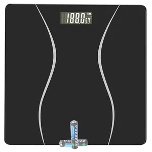 Digital Body Weight Scale 400LB/180KG | Bathroom Scale for People with High Precision Sensors | LB/KG Units | Slim Black Tempered Glass Body Scale for Home Fitness & Health