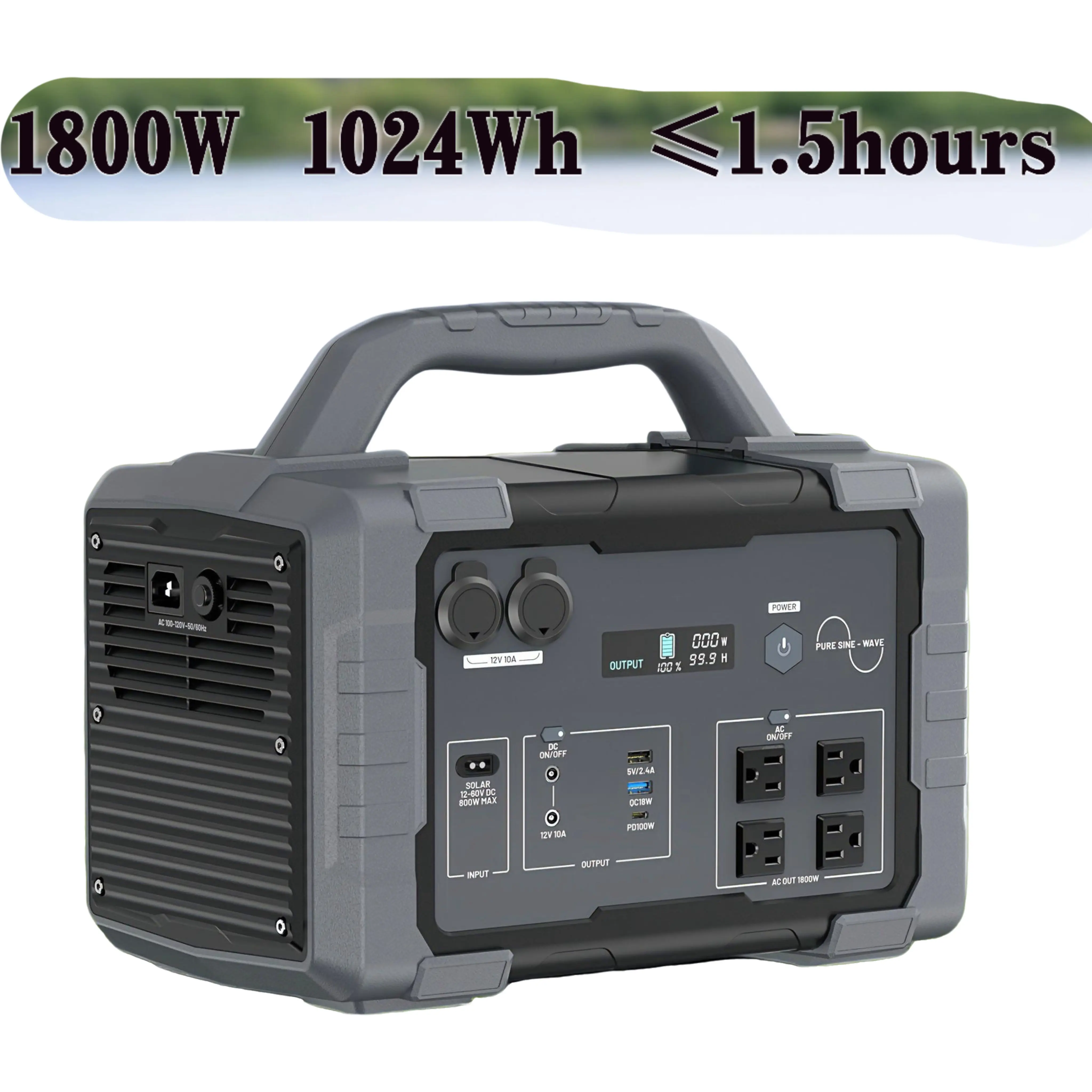 1800W/1024Wh Portable Power Station 1.5-Hour Fast Charging 4x1800W AC 100W  USB-C Output Home Backup Generator High-Efficiency Power Output Portable  Inverter Multi-Port Charger (200W/400W Solar Panel  Optional)#TikTokShopBlackFriday wh portablepower ...