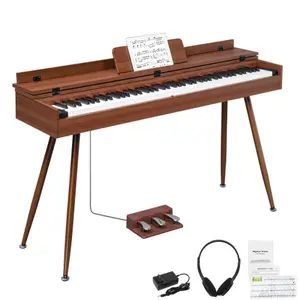 Glarry 88 Key Keyboard Piano Weighted Action Electronic Keyboard Piano, Digital Piano with 3-Pedal Unit, Removable Music Stand, Stereo Headphones, Compact Design and MIDI Connection