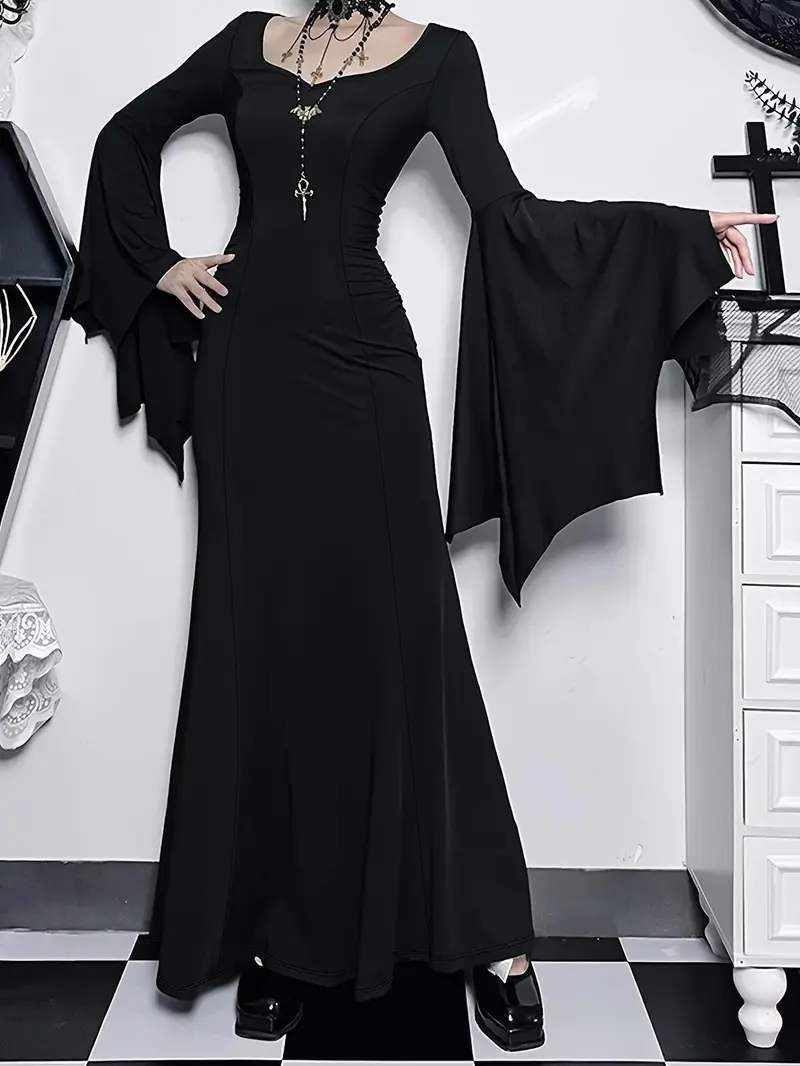 Women's Gothic Witch Vampire Maxi Dress | Sexy Black Long Sleeve Gown | Halloween Costume Cosplay | TikTok Trending Dark Aesthetic Clubwear Outfit - TikTok Shop Women's Gothic Witch Vampire Maxi Dress | Sexy Black Long Sleeve Gown | Halloween Costume Cosplay | TikTok Trending Dark Aesthetic Clubwear Outfit - TikTok Shop