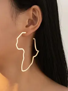 Irregular Map Design Hoop Earrings, 1 Pair Creative Fashion Jewelry for Women and Girls, Casual All-match Accessories for Party, Daily Wear