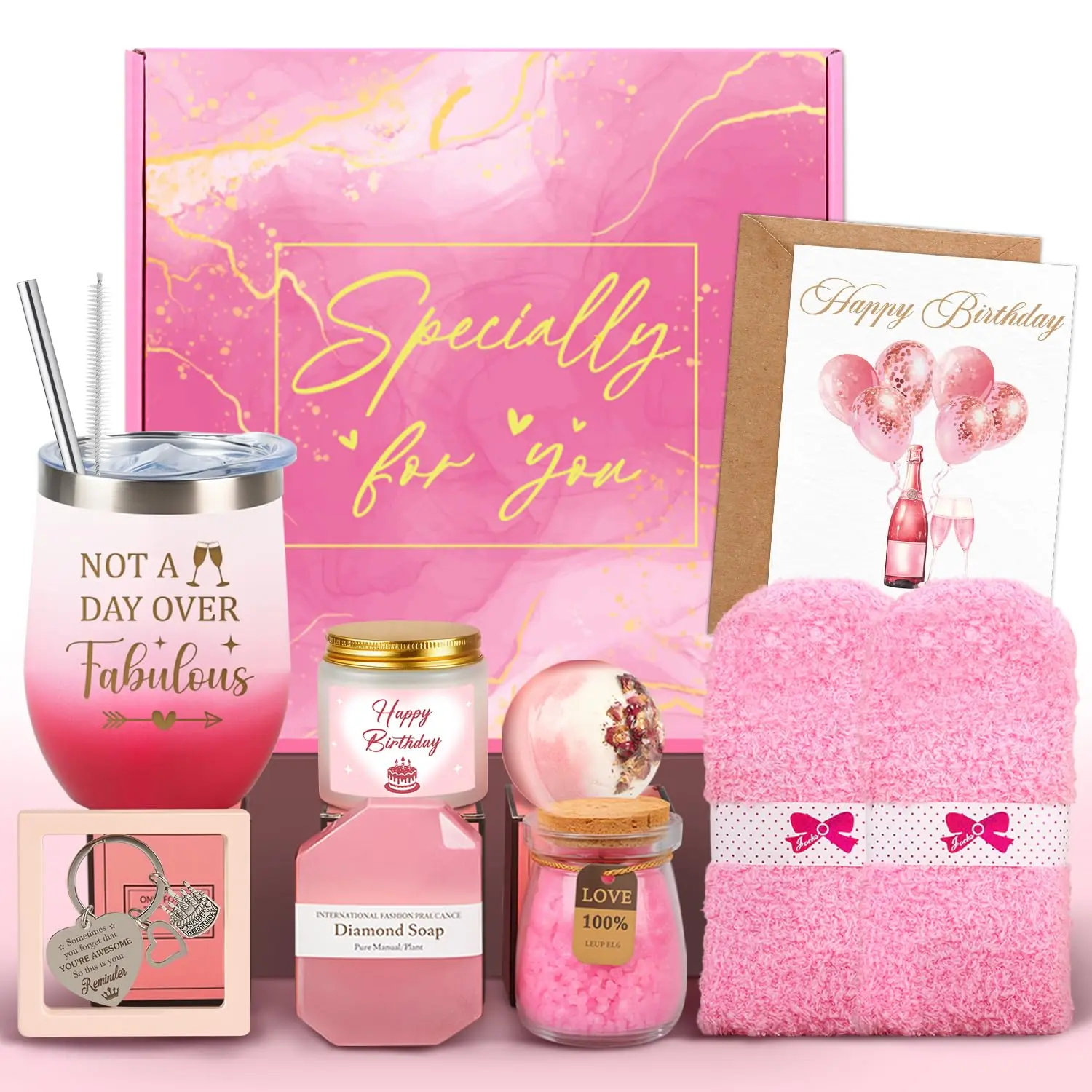 11PCS Not A Day Over Fabulous Birthday Gifts for Women Her Mom Wife Sister Self Care Relaxing Spa Gift Basket Unique Happy Birthday Present Set