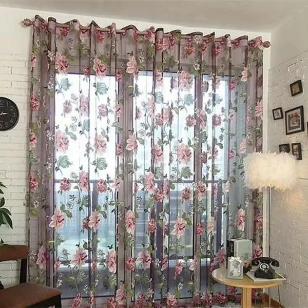 These no-drill floral sheer curtains for the living room feature an elegant floral pattern and are perfect for bedrooms, living rooms, patio doors, and home decor—a must-have for renters and dorm residents.