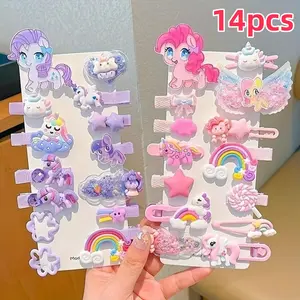 14 pieces of hair accessories, a cartoon side hair clip suitable for parties, 14 creative designs of patterns, as a gift for friends and ladies for Christmas, birthday, women's hair accessories, multi-color combination, Barrettes