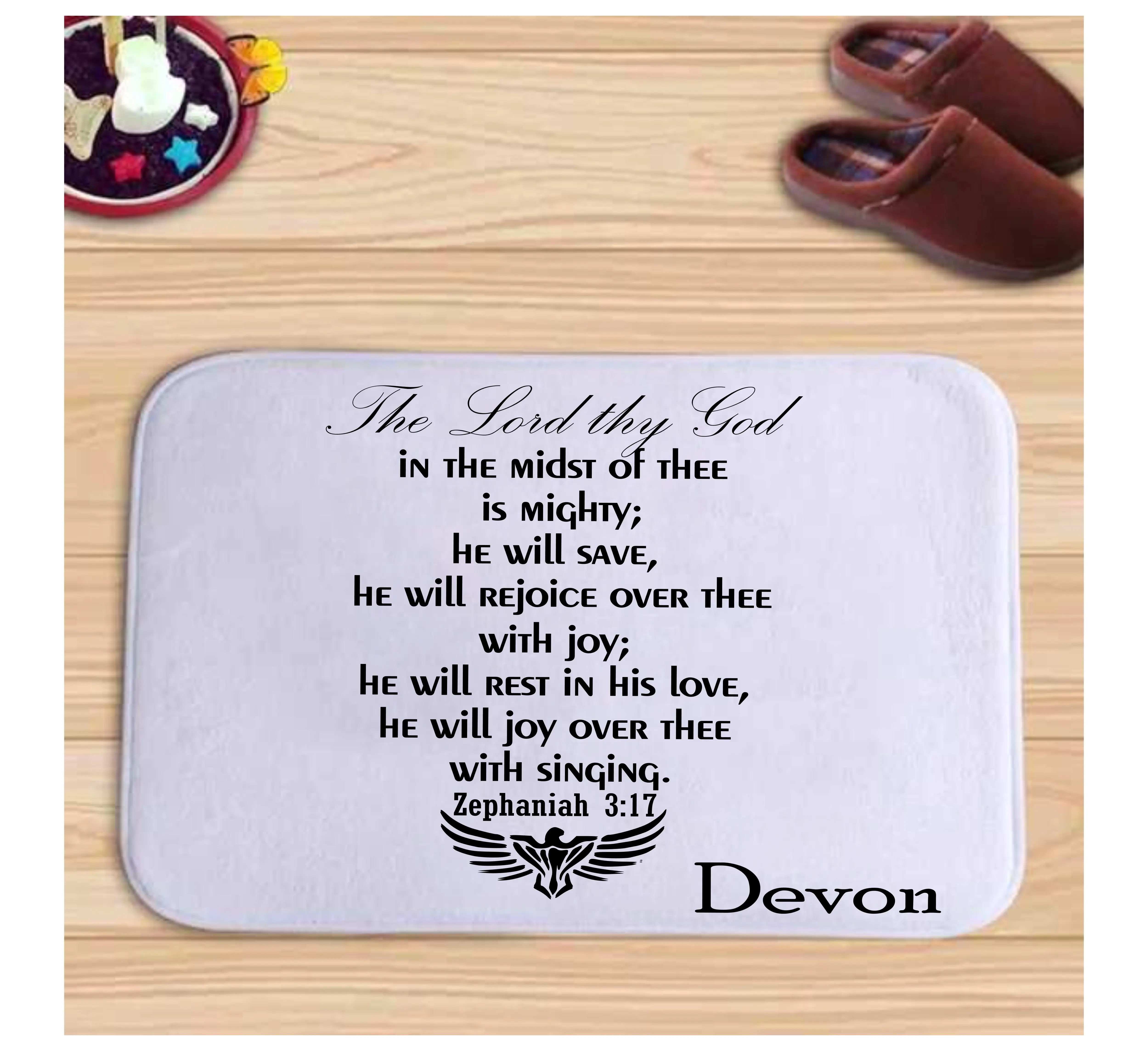 Customized Prayer Mat with Bible Verse & Your Name, Anti-Skid Base, Bedside Comfort Gift for Daily Devotion, Ideal for Family and Friends