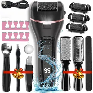 Electric Callus Remover for Feet with Rechargeable Waterproof 17 in 1 Professional Pedicure Kit with 3 Roller Heads