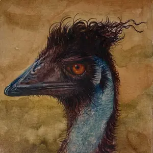 Emu Watercolor on wood