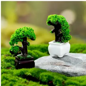 Creative Miniature Bonsai Tree Potted Plant, Micro Landscape Decor Accessory, Desktop Small Ornament