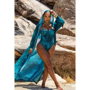 Gaia Hooded Cover Up - Aqua Snake