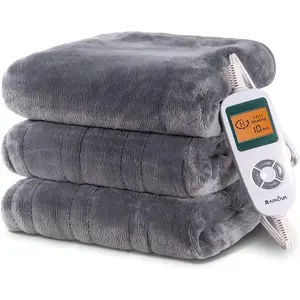 Heated Blanket, Electric Blanket 50''x60'', Soft Heating Blanket, 10-Level Heating, 10-Hour Auto-Off, Gifts for Parents and Elders, Gray, ETL & FCC Certified