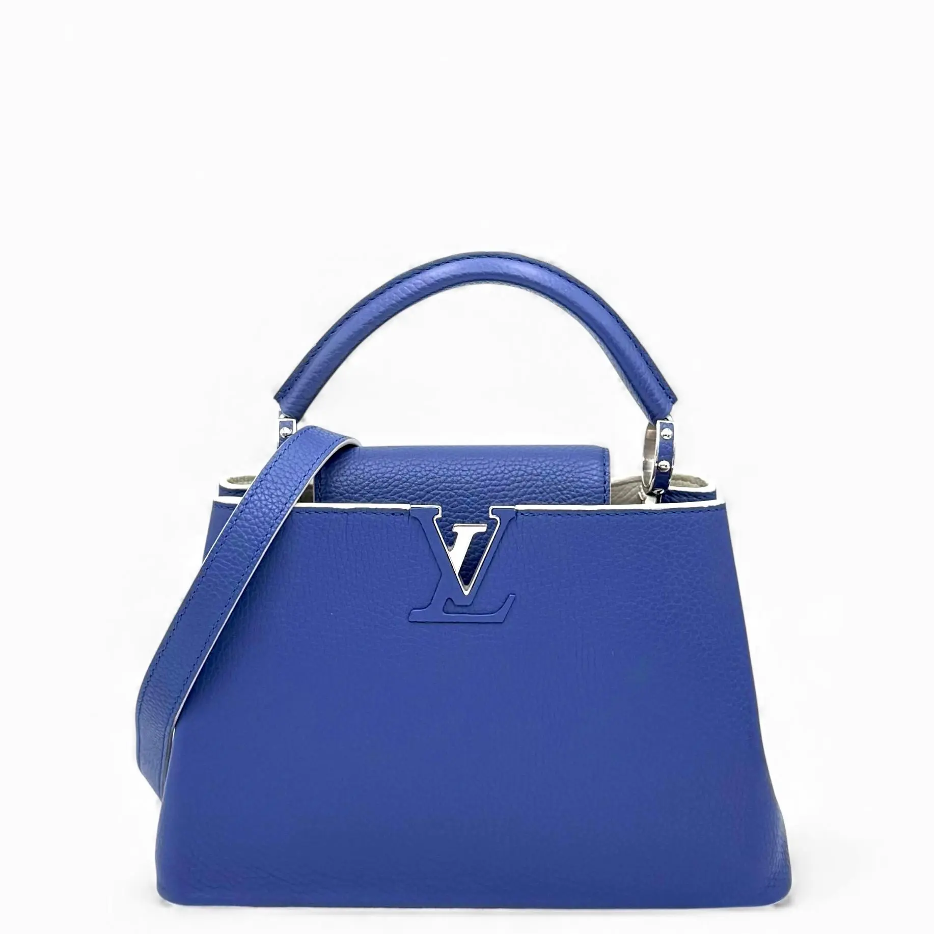 Pre-owned Louis Vuitton Leather tote bags Capucines BB Calfskin Blue (hj1026m2)
