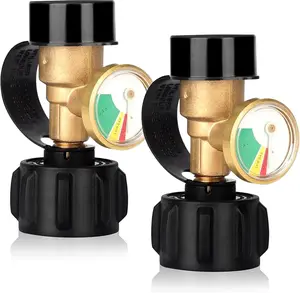 2 count  Tank Gauge with Leak Detector - Universal Level  for 5-40lb Tanks, Camping Stoves, BBQ Grills, Heater, QCC1/Type 1 Connection (2-Pack)