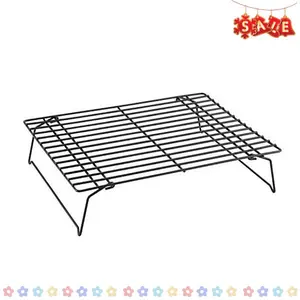 CHEFMADE Baking and Cooling Rack, 13.5-Inch Non-Stick Stackable Collapsible Rectangle Wire Rack for Oven Baking (Black)