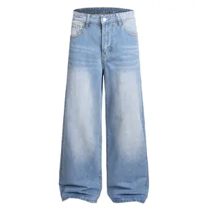 JUNBAOSS Men's Baggy Hip Hop Jeans Y2K Casual Vintage Wide Leg Skater Denim Pants Loose Fit Long Trousers 2000s Streetwear Mens Irregular Sutures Skateboard Steampunk Baggy Jeans Plain Pants