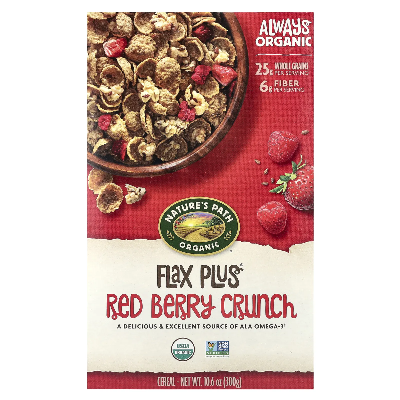 Nature's Path Organic Flax Plus® Cereal, Red Berry Crunch, 10.6 oz (300 g) Nature's Path Organic Flax Plus® Cereal, Red Berry Crunch, 10.6 oz (300 g)
