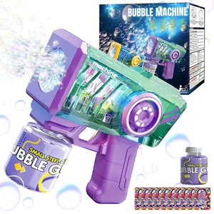 Multifunctional Bubble Making Machine Gun with Bubble Solution - Transparent, Electric, Leak-Proof, Bubbles Machine with RGB Lights, Ideal Gift for Kids Ages 3-8 Birthday, Toys for 3 4 5 6 7 8 Years Old Boys Girls