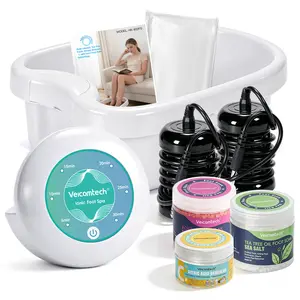 Veicomtech 2026 Edition Ionic Foot Bath Machine – Ion Foot Spa with Sea Salt & Citric Acid Descaler, 2 Arrays + 10 Liners for Home & Salon parents gifts