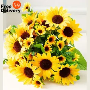 2x 13-Head Flower Artificial Silk Sunflower Bouquet Flowers Home Decoration Ornaments Decors