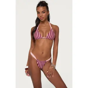 Edikted Women's Esmer Knotted Striped Bikini Top