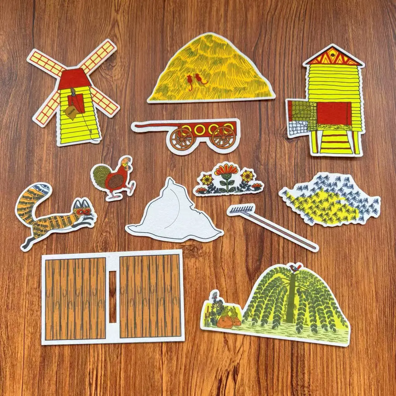Rosie's Walk Felt Kit, Crafting Kit, Chicken Run Storybook Felt Board Set, Educational Toy for Kids, Fun Learning Activity, Creative Play, DIY Handmade Craft