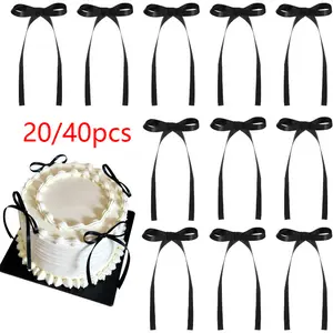 20/40-piece set of bow-shaped cake decoration accessories, including black and red ribbon styles, suitable for cakes, cupcakes, welcome parties, birthday banquets, weddings, Valentine's Day, Christmas, graduation ceremonies, and other occasions