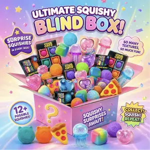 100+ Pieces Assorted Squishy Figures Blind Box Surprise Toys, Slow Rising Soft Fidget Toys Featuring Giant Gorilla, Moai Head, Panda, Rabbit, Duck, Jellyfish, Axolotl, Stress Relief Sensory Play Toy, Birthday & Party Favor for Children