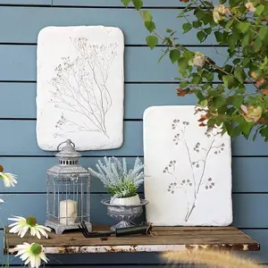 Gypsum Wallboard Decorative Wall Hanging - Rustic Carved Floral Pattern, Antique White, Lightweight for Living Room & Bedroom Decoration