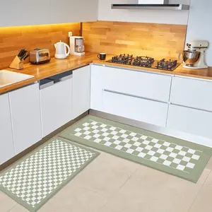 Checkered, Soft Anti-Slip Polyester Design, Quick Drying Indoor Outdoor Kitchen Area Rug, Suitable for Kitchens and Bathrooms