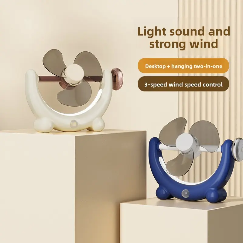 Portable Rechargeable Fan with Remote Control & Hanging/Wall/Table Dual-Use - Ultra-Quiet Low Noise Suitable for Home, Office, Camping, Travel, Tent - 3-Speed Adjustable, Energy-Saving, Cute Bear Design, Rechargeable - Fan
