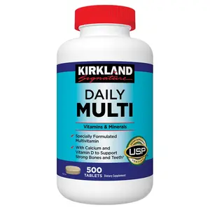 Kirkland Signature Daily Multi 500 Tablets Multivitamin with Calcium & Vitamin D Gluten Yeast Free USP Verified for Daily Health Essential Minerals Supplement Fitness Endurance Supplement