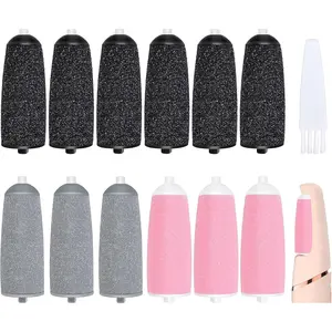 13 count Replacement Roller Heads for  Pedi, Suit for Finishing Touches  Pedi Electric Foot File, 6 count Black Coarse3 Pcs Gray Fine3 Pcs  Fine,1 Pc Cleaning Brush