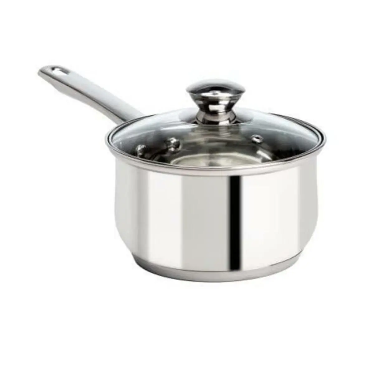 212 MAIN 2 Qt Polished Silver Stainless Steel Round Saucepan with Glass Lid - Induction-Safe, Oven-Safe Up to 450°F, Encapsulated Bottom Kitchen Cookware for Fast, Even Heating