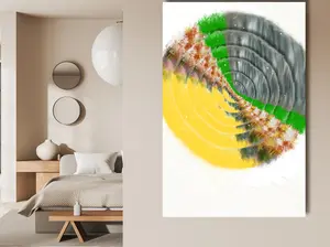 ArtEuK Multihorizon 24x36" Decorative Canvas Abstract Art Mixed Media Modern Home Decor for Art Collectors & Interior Design Enthusiasts