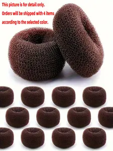 4pcs Hair Donut Bun Maker, Elastic Medium Hair Bobby Pins, Quick Voluminous Buns, Secure Hold, Versatile Styling, Casual & Formal Events, Hair Styling Tools