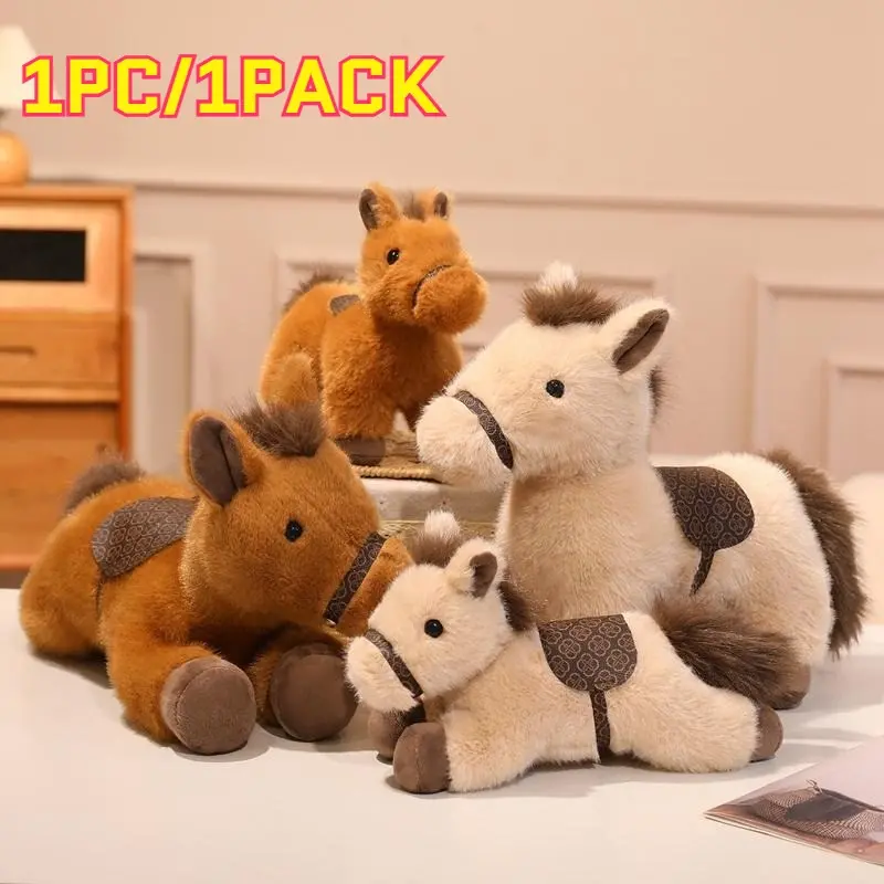 20cm Cartoon Horse Plushies Cute Pony Stuffed Toy Cuddly Stuffed Animal gray Brown Fine Horse Soft Doll Boy Girl Gift Soft Huggable Stuffed Animal Gifts