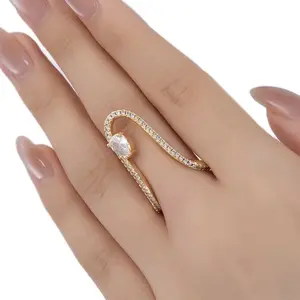 Saturn Ring - Elegant Gold-filled Cuff Ring Design with Cubic Zirconia Accents for Women's Fashion Jewelry