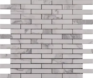 Statuario White Mini Brick Pattern Marble Backsplash Mosaic Floor & Wall Tiles(12x12 inch)DP5941