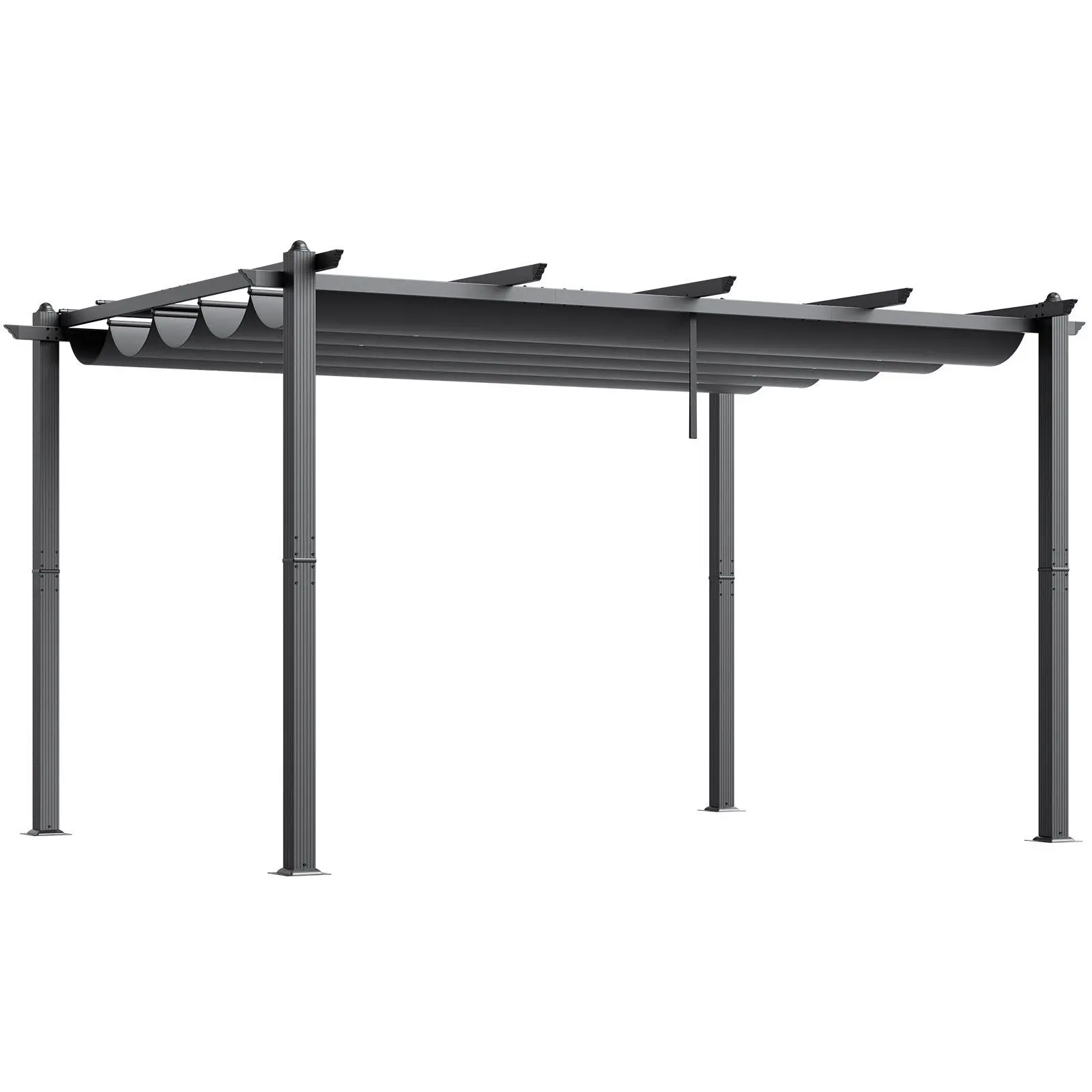 VEVOR 10 x 13 ft Aluminium Outdoor Retractable Pergola with Windproof Sun Shade Canopy, Includes Expansion Screws, Ideal for Poolside Use
