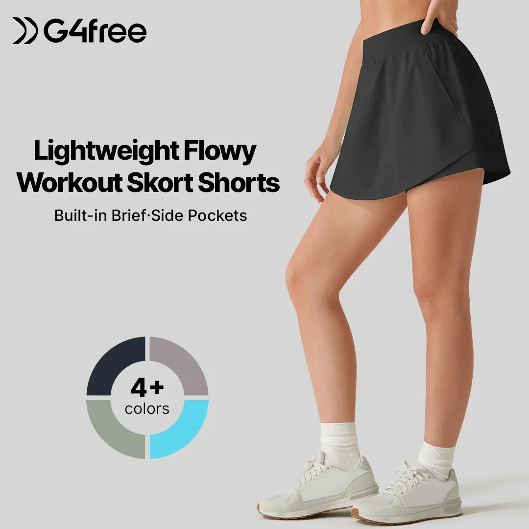 G4Free Chillwhisp Tennis Skorts Shorts for Women - 2" Overlay Lightweight Flowy Skirts with Pockets for Workout Running