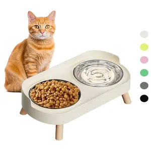 High-End Cat Bowl Set, Indoor Feeding Water Bowls, Splashproof Stainless Steel Pet Food Bowls, Suitable for Cats and Dogs, Dishwasher Safe