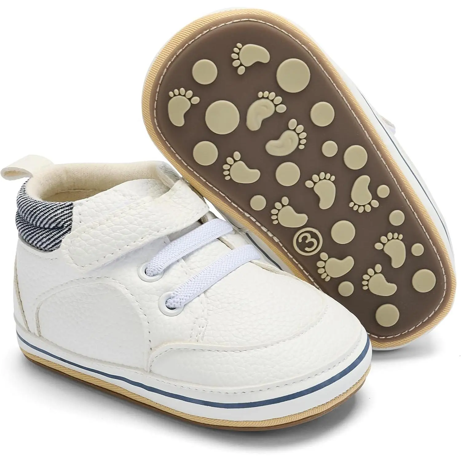 Infant Toddler High-Top PU Leather Non-Slip Sole Sneakers for 0-6 Months Infant Sizes, Affordable Prices, Easy Support Crib First Walker Shoes