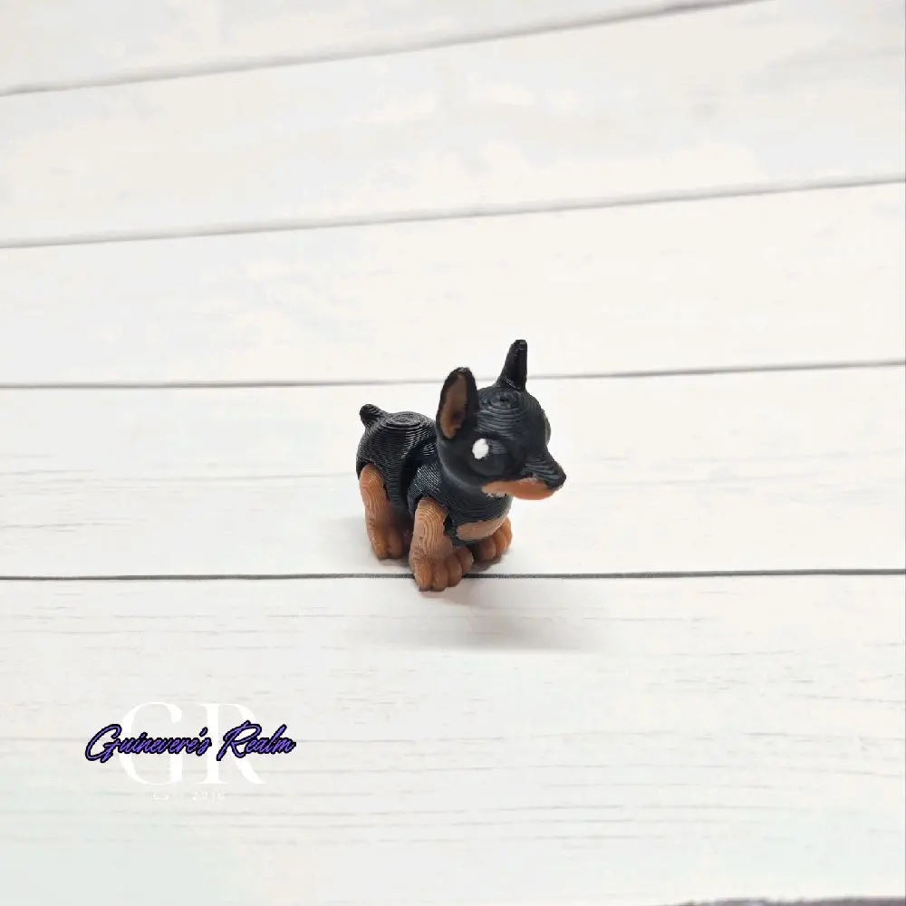 3D Printed Mini Flexi Animals Dog Doberman Desk Pocket Pets Fidget Toys Gifts
