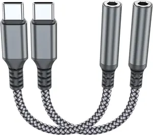2-Pack USB Type C to 3.5mm Female Adapter,USB C to Aux Audio Dongle  Cord Headphone Jack Compatible with  17/16 Pro Max/15 Pro, Galaxy S25 S24 S23 S22 Ultra,iPad Pro MacBook