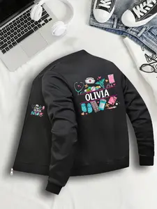 Jacket for Everyday Commutes to Formal Gatherings - Fashionable Women's Outerwear with Unique Patterns and Baseball Collar - Stylish Layering Jacket for Fall/Winter, Women's Jacket, Women's Cardigan Zipper Jacket