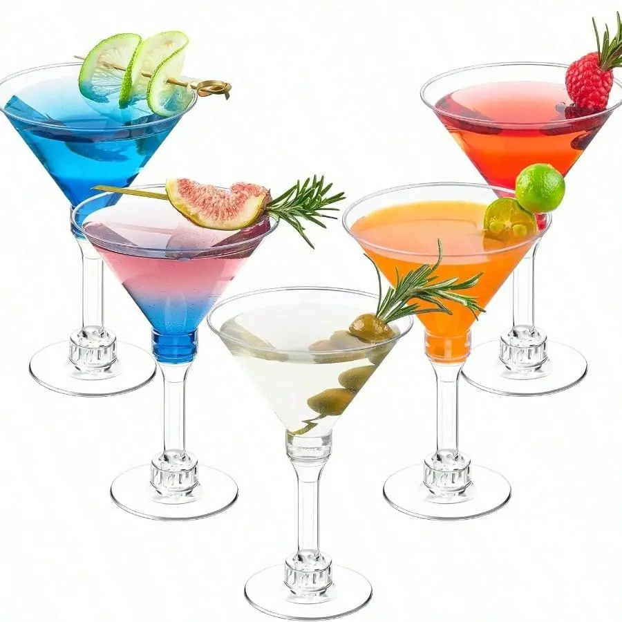 Disposable Plastic Martini Glasses - 40/20/10PCS, 5 Oz Sturdy Mini Tall Cups, Perfect for Summer Parties, Ideal for Wine, Drinks, Disposable Tableware for Home & Festive Supplies, Disposable Cups