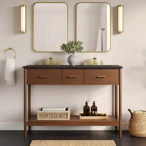 Zaire 48" Double Sink Bathroom Vanity in Walnut Black