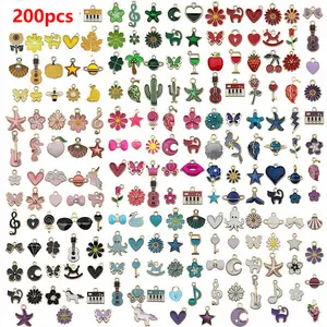 200pcs Golden Plated Enamel Charms - Assorted Jewelry Making Pendants for DIY Necklace, Bracelet, Earring Craft Supplies, Zinc Alloy, Vibrant Colors, Perfect for Creative Projects, Jewelry Making Supplies | Vibrant Charms | Durable Charms, Jewelry Making
