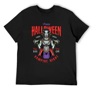 Spooky  Vampire Heavyweight T-Shirt, 180gsm Premium Cotton Short Sleeve, Trick or Treat Occult Graphic Tee, Streetwear for Men/Women, Casual Black Crewneck Top,flamingo merch,big deborah,elwood clothing,silverfish clothes,funny shirts,deo merch